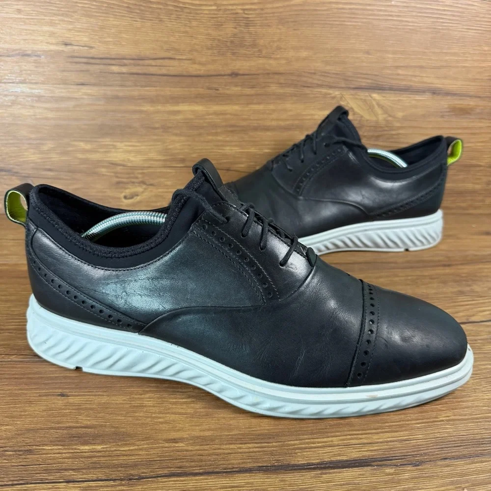 ECCO Men's ST.1 Hybrid Lite Black Leather Cap Toe Shoes Size‎ 12 (46) Sneakers